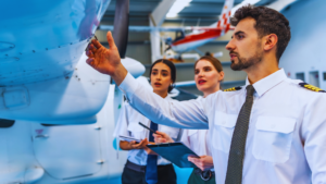 Aviation students training at a Hyderabad flight academy.